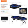 Vevor Poker Table 10-Player Foldable 84" Oval with Padded Rails and Cup Holders Blue New