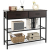 39.5 Inch Entryway Table with 2 Drawers and 2-Tier Shelves-Dark Brown - Gallery View 1 of 10