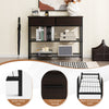 Dark brown entryway table featuring 2 drawers and 2 metal shelves, ideal for living room or hallway storage.