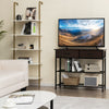 Dark brown 39.5-inch entryway table with 2 drawers and 2 metal shelves, perfect for living room or entryway storage.