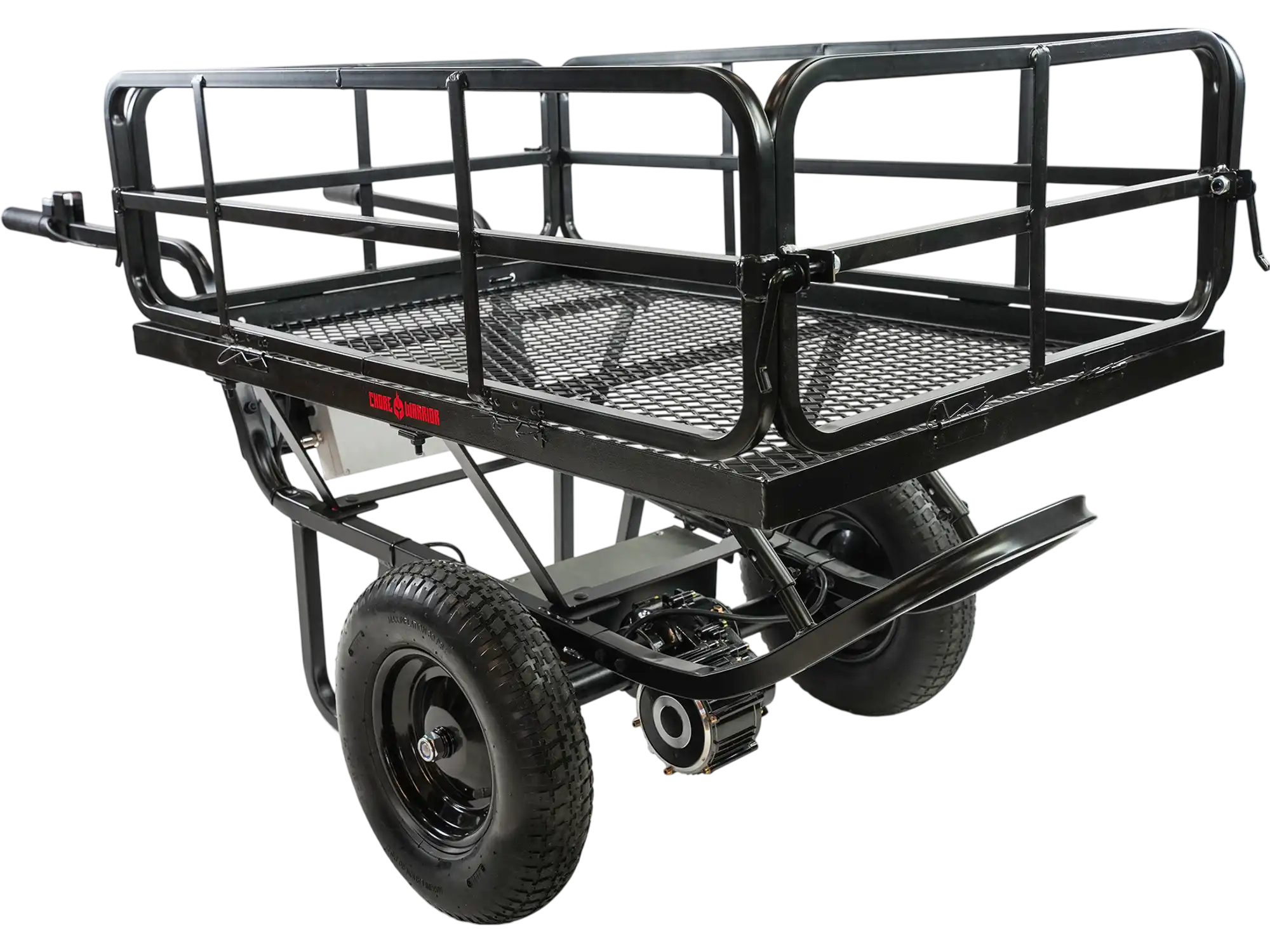 Chore Warrior CW325 Electric Utility Cart 350 lb. Capacity Metal Mesh Deck Removable Sides 24V New