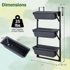 Three-tier black deck railing planter boxes with adjustable brackets, perfect for growing herbs, fruits, and flowers.