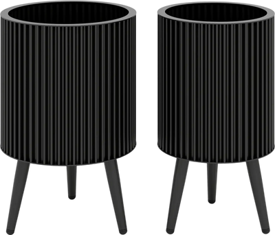 Costway Decorative Flower Pots with Stand Drainage Holes Set of 2 23887399 New