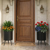 Set of 2 decorative flower pots with stand, featuring a modern fluted design and drainage holes for enhanced airflow.