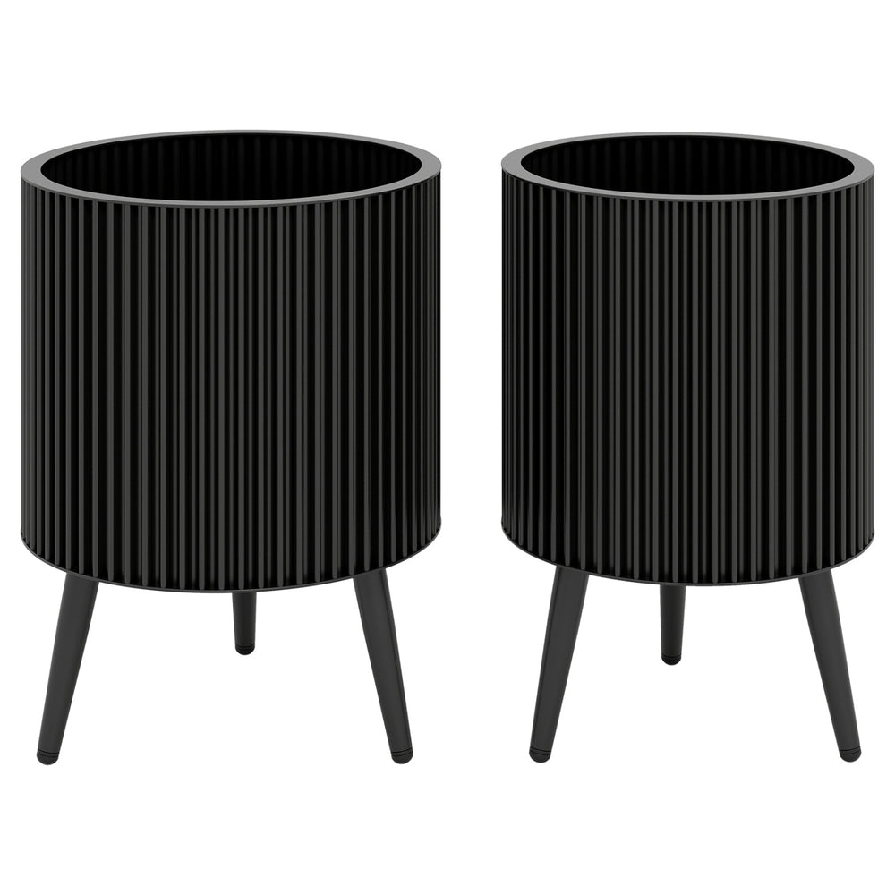 Decorative Flower Pots with Stand and Drainage Holes Set of 2-M - Gallery View 1 of 1