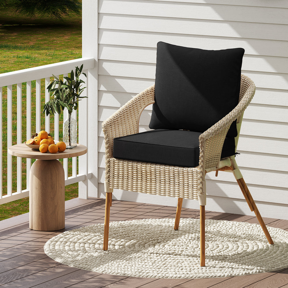 Deep Seat Chair Cushion Pads Set with Rope Belts for Indoor and Outdoor-Black - Gallery View 1 of 9