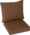 Brown deep seat chair cushion pads set featuring thick backrest and rope belts for indoor and outdoor use.
