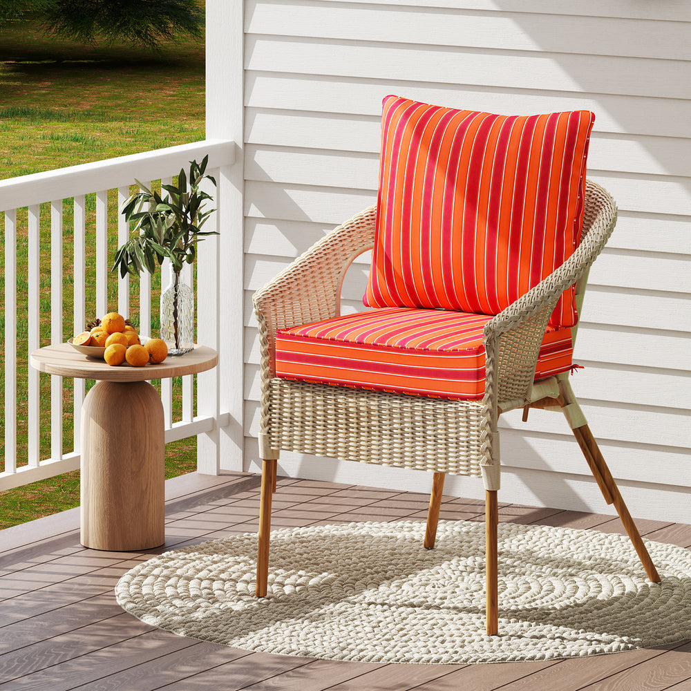 Deep Seat Chair Cushion Pads Set with Rope Belts for Indoor and Outdoor-Orange - Gallery View 1 of 9