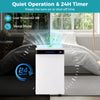 White 57 Pint dehumidifier with LED display, 24h timer, and low noise operation for efficient home humidity control.