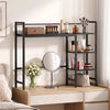 Black desktop bookshelf with 4 open shelves and sturdy metal frame, ideal for home office organization and monitor display.