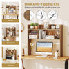 Desktop bookshelf hutch with 6 shelves, adjustable shelf, and dual anti-tipping kits for stability in any room.