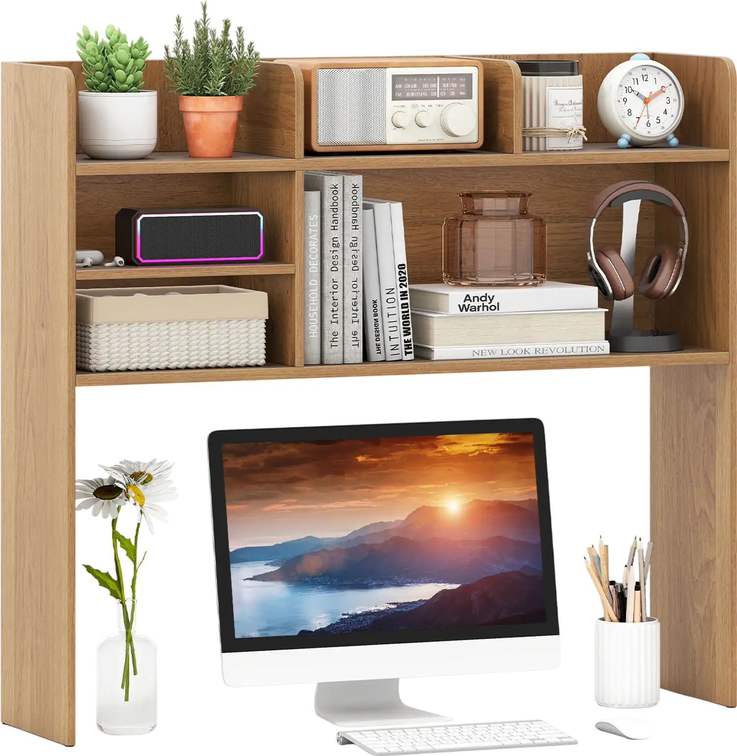 Costway Desktop Bookshelf Storage Hutch 6 Shelves 763158249 New
