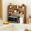 Desktop bookshelf hutch with 6 shelves, featuring a natural finish, perfect for kitchen or study organization.