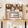Desktop bookshelf hutch with 6 shelves in natural wood, ideal for organizing essentials in study or bedroom.