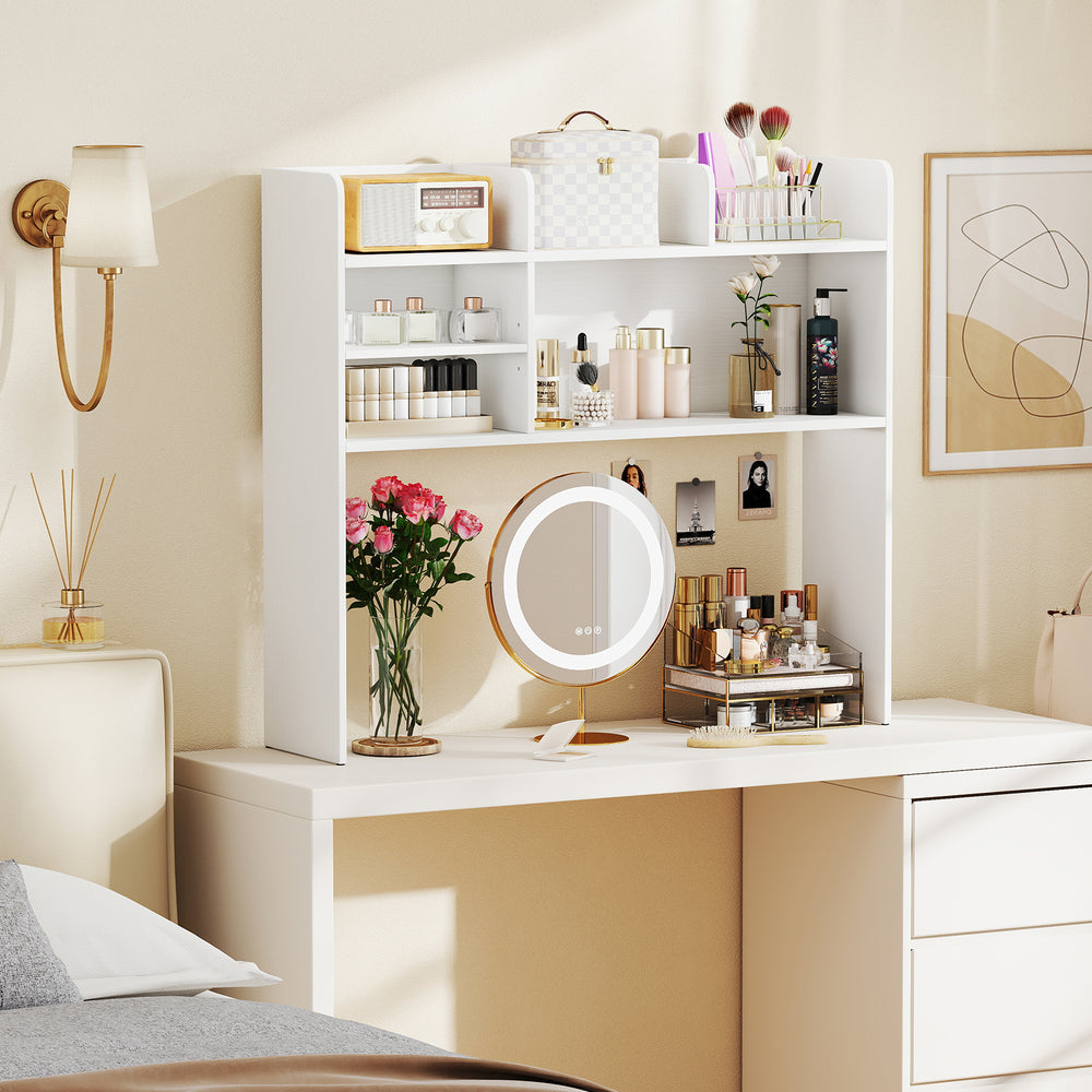 Desktop Bookshelf Countertop Storage Hutch with 6 Shelves-White - Gallery View 1 of 10