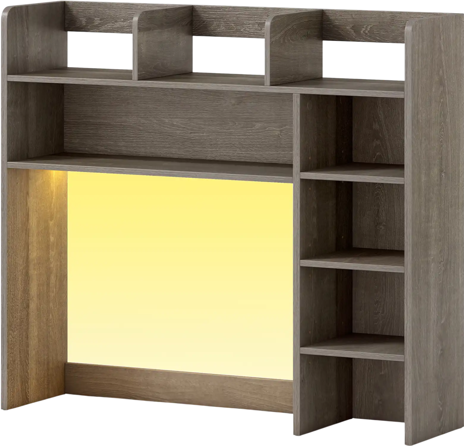Costway Desktop Bookshelf Desk Hutch Storage Organizer with LED Lights 35.5