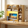 Desktop Bookshelf with LED Lights 35.5 inch Desk Hutch Storage Organizer-Beige - Gallery View 1 of 11