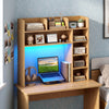 Desktop Bookshelf with LED Lights 35.5 inch Desk Hutch Storage Organizer-Natural - Gallery View 1 of 11