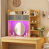 Desktop Bookshelf with LED Lights 5-Tier Shelves and 3 Drawers for Home Officce-Brown - Gallery View 1 of 10
