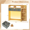 Desktop bookshelf with LED lights, 5-tier shelves, and 3 drawers, designed for home office organization and style.