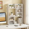 Desktop display rack in white with 8 open cubes, perfect for home office organization and stability.