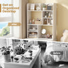 Desktop display rack in white with 8 open cubes, ideal for organizing home office supplies and enhancing stability.