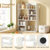 Desktop display rack with 8 open cubes in white, featuring anti-falling design and non-slip foot pads for stability.