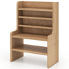 6-tier mini storage rack in natural wood with 2 removable shelves, ideal for organizing desktop items.