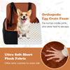 Detachable dog booster car seat with orthopedic foam and plush fabric, designed for comfort and safety during travel.