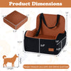 Detachable dog booster car seat with adjustable strap, non-slip bottom, and removable cushion for secure travel.