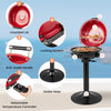 Red 1600W electric BBQ grill with insulated lid, removable warming rack, and stable base for indoor and outdoor use.