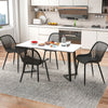Black modern kitchen chairs with metal legs and cutout backrest, perfect for dining rooms and home offices.