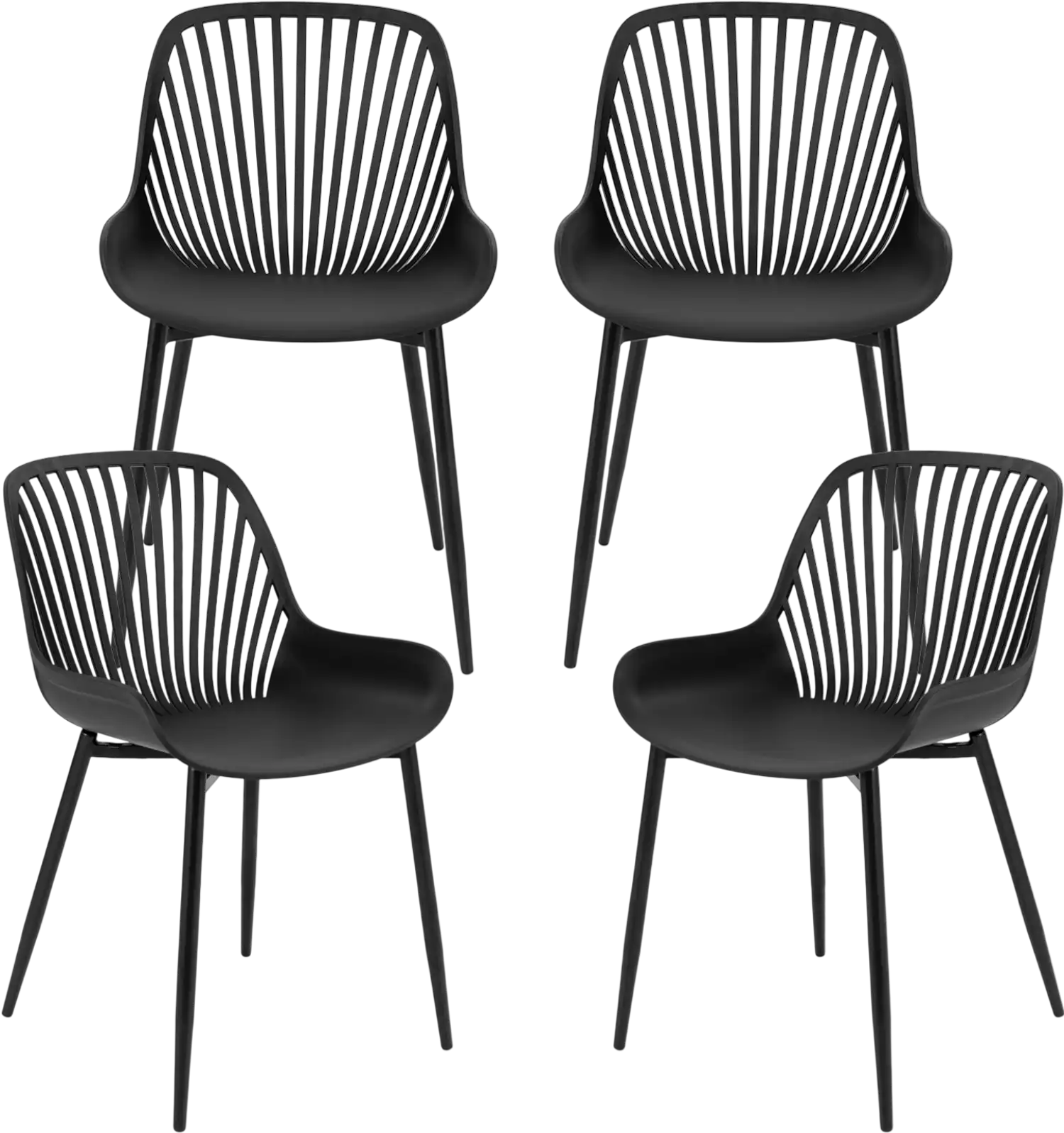 Costway Modern Dining Chair Set Metal Legs Cutout Back Curved Seat 68925143 New