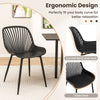 Black modern kitchen chair with metal legs, curved seat, and cutout backrest, perfect for dining and home office use.