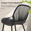Modern kitchen chair with a cutout backrest and metal legs, designed for comfort and style in dining rooms or offices.