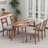 Gray fabric upholstered dining chair set featuring a natural rubber wood frame and ergonomic high backrest for comfort.