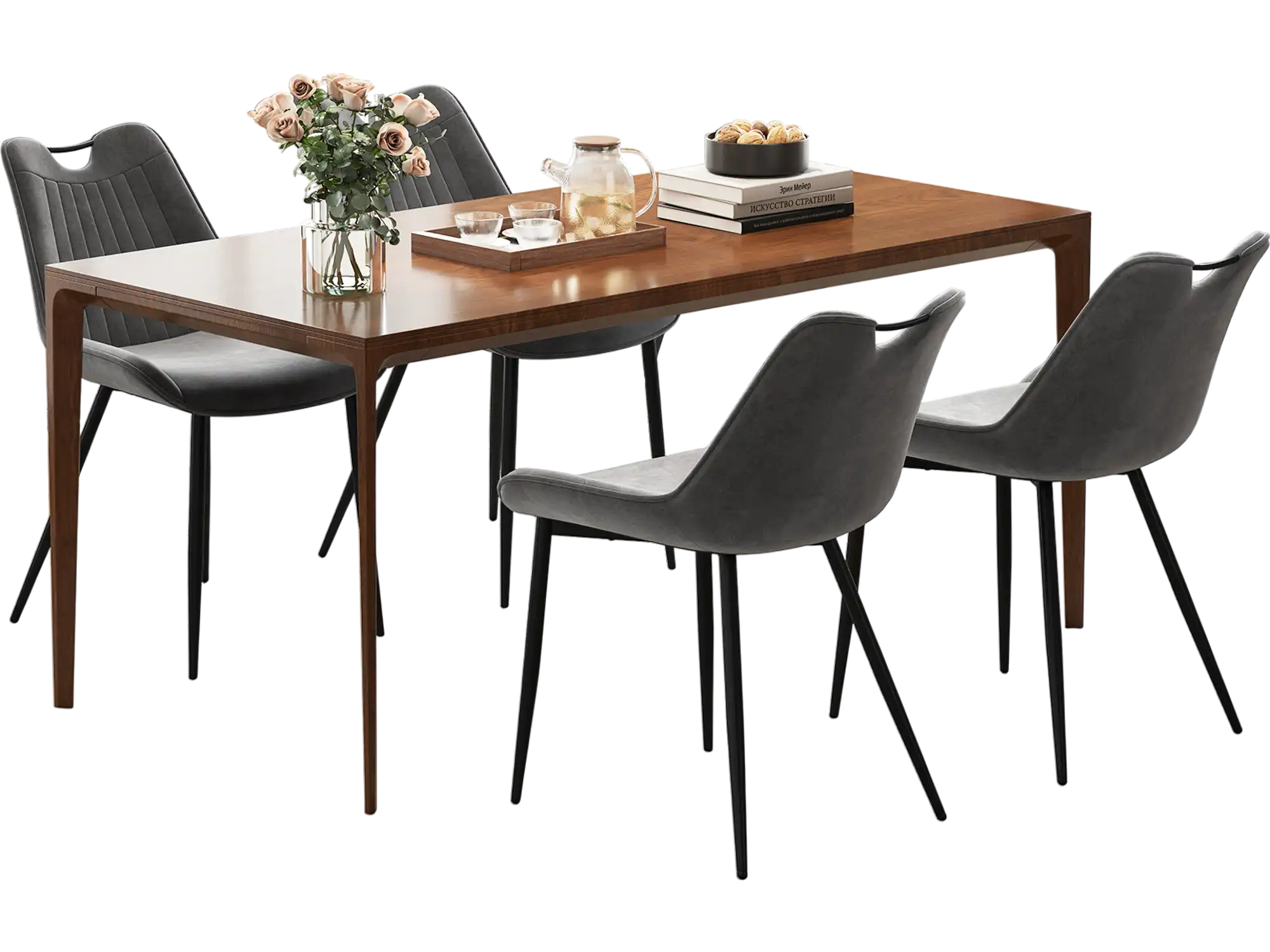 Costway Set of 4 Faux Leather Upholstered Dining Kitchen Chairs Gray Metal Legs 496827153 New