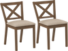 Set of 2 brown dining chairs with upholstered seats and X-shaped backrest, perfect for kitchens and dining rooms.