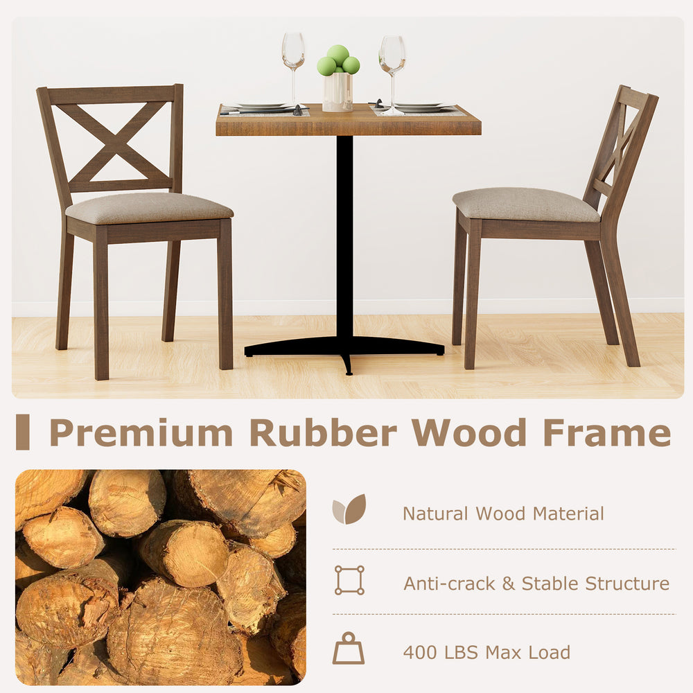 Modern dining chair set of 2 with upholstered seats, ergonomic backrest, and natural wood frame for kitchen or dining.
