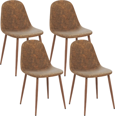 Costway Set of 4 Faux PU Leather Upholstered Dining Chairs with Metal Legs 65354846 New