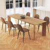Brown faux PU leather dining chair set with metal legs, featuring curved seats for comfort, ideal for dining rooms.