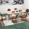 Brown faux PU leather dining chair with a curved backrest and metal legs, designed for comfort in dining or coffee.
