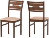Set of two dining chairs with rubber wood frame and padded polyester seats, featuring an ergonomic backrest design.