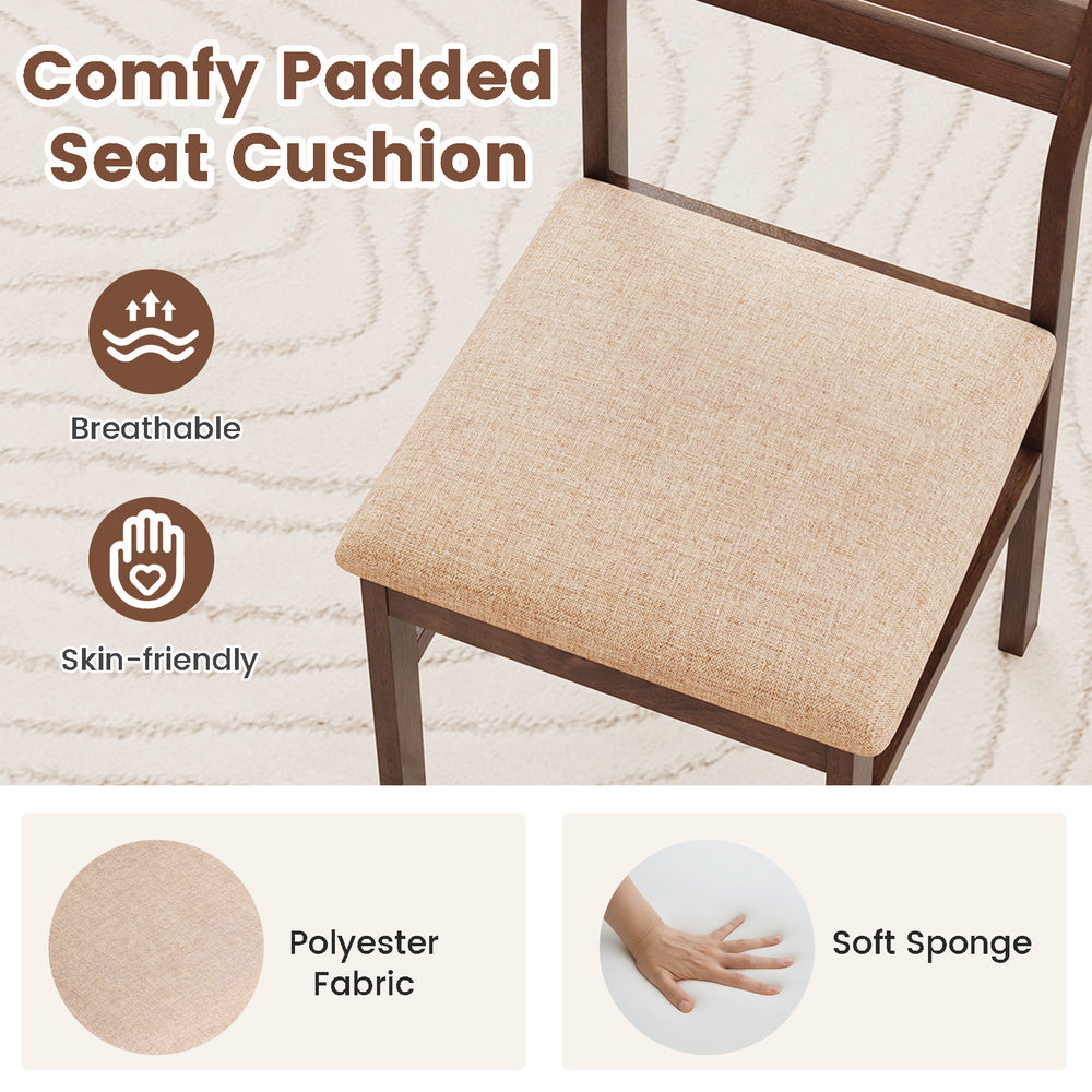 Padded seat cushion in beige polyester fabric for dining chair, featuring soft sponge filling and breathable design.