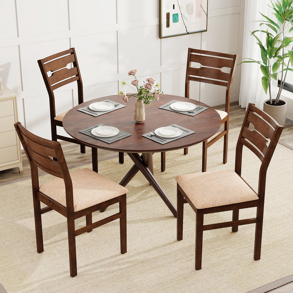 Dining Chair Set of 2/4 with Rubber Wood Frame and Padded Seat-2 - Gallery View 1 of 9