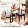 Dining chair with elegant hollowed backrest and ergonomic tilt design, featuring a walnut rubber wood frame and padded.