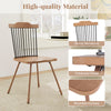 Dining chair with spindle back and ergonomic contoured seat in natural finish, featuring sturdy bentwood and metal legs.
