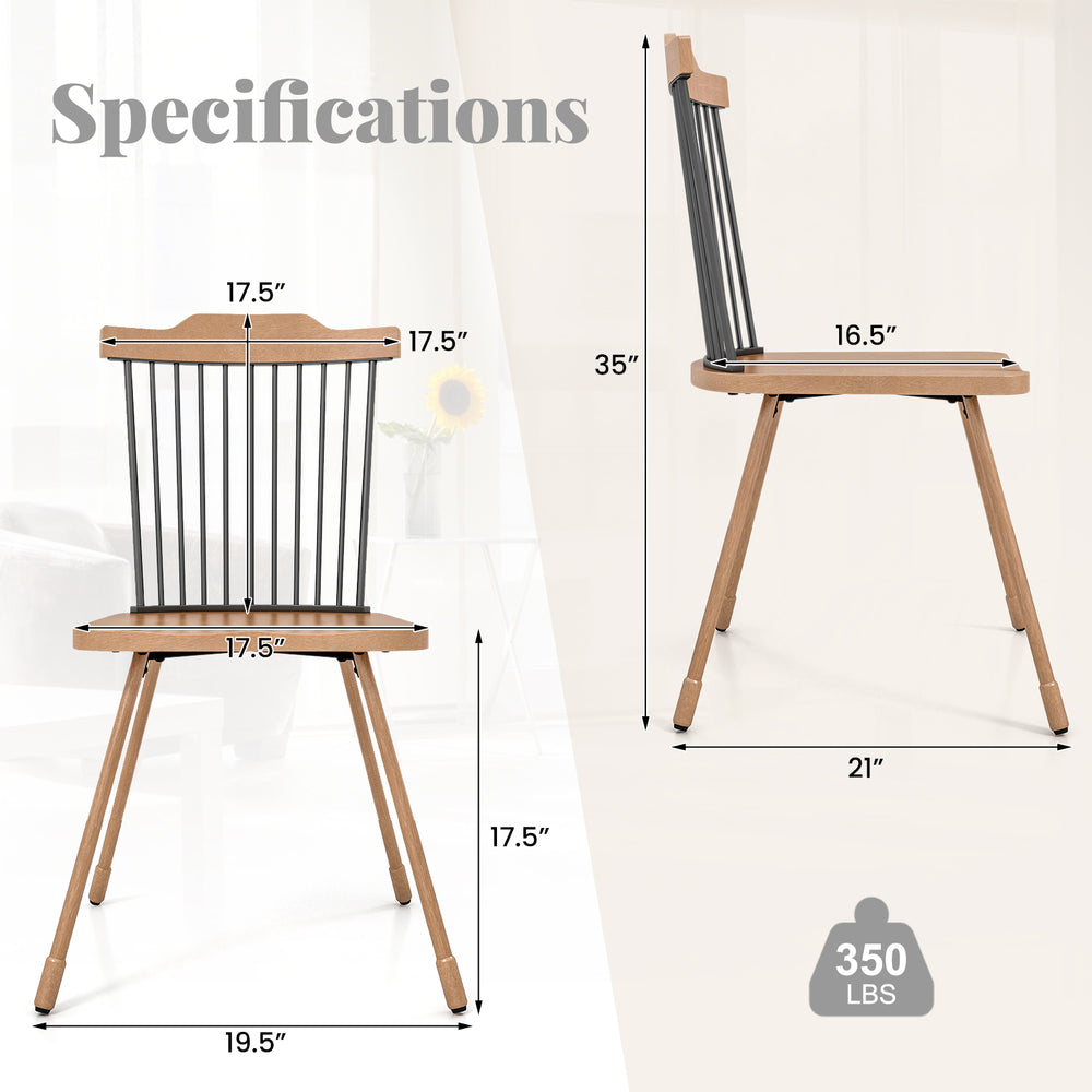 Natural dining chair with spindle back, ergonomic contoured seat, and sturdy bentwood design, supports up to 350 lbs.