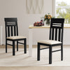 High back black dining chairs set of 2 with PU leather seats, ergonomic design for comfort and support in dining room.