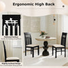 High back dining chairs set of 2 in black with ergonomic design, hollowed surface, and rubber wood for durability.
